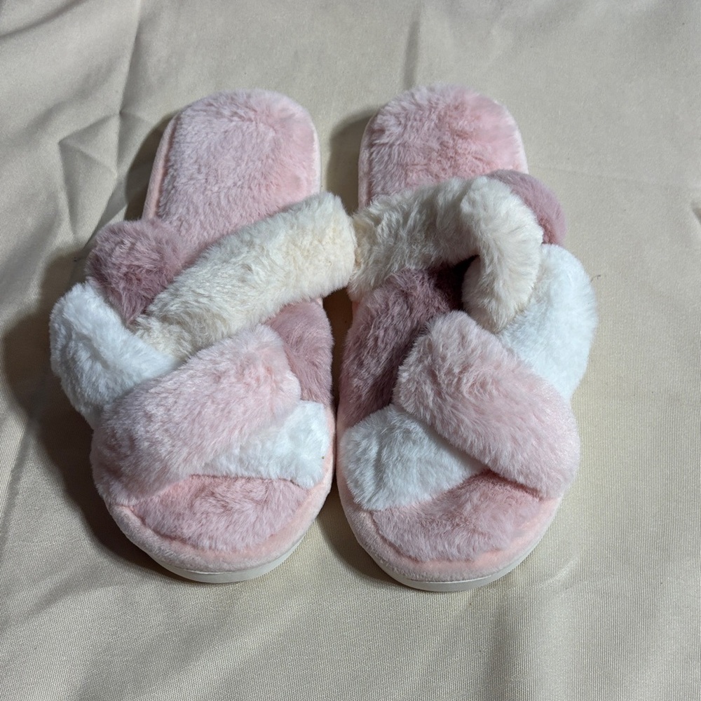 Cozy Pink and White Women's Slippers